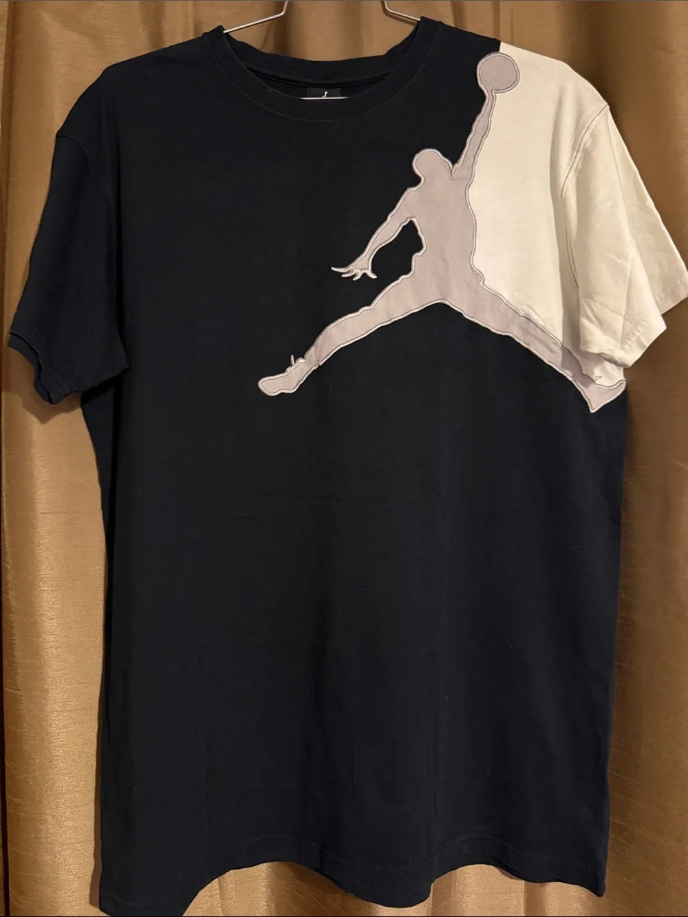 Jordan Black Tee with Cream Shoulder and Jumpman Graphic